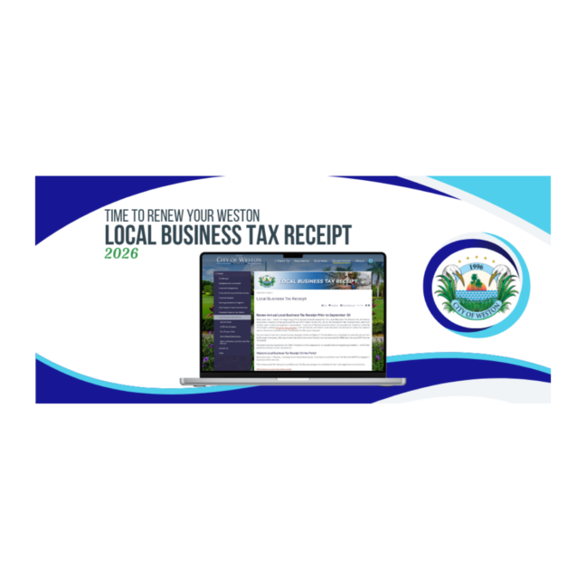 City of Weston 2026 Local Business Tax Receipt renewal notice